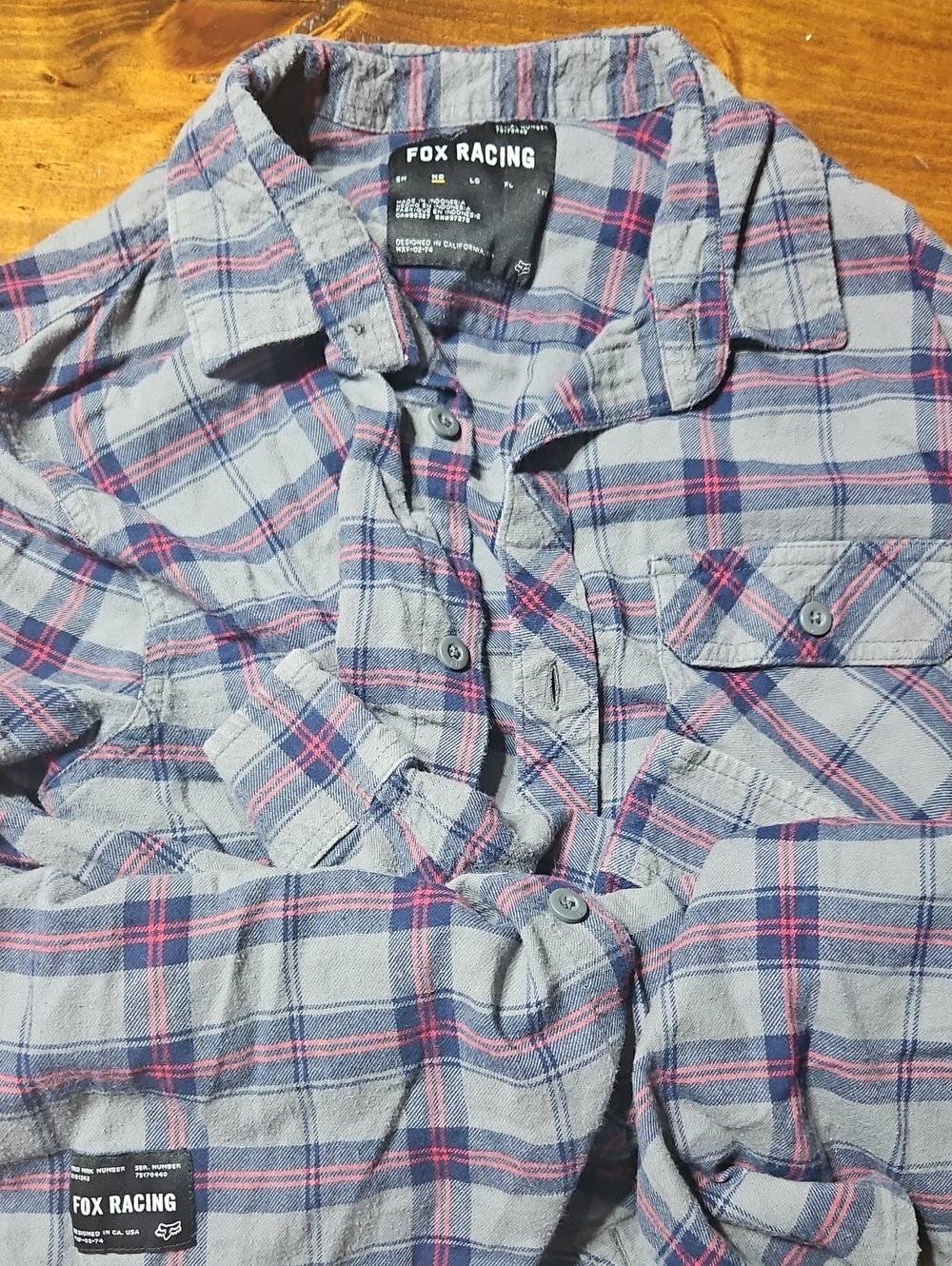 Fox Plaid Button-Up Shirt in Gray, Red & Navy